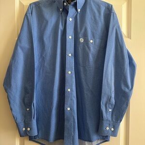 George Straight Wrangler Men’s Blue Botton Down Dress Shirt Size S